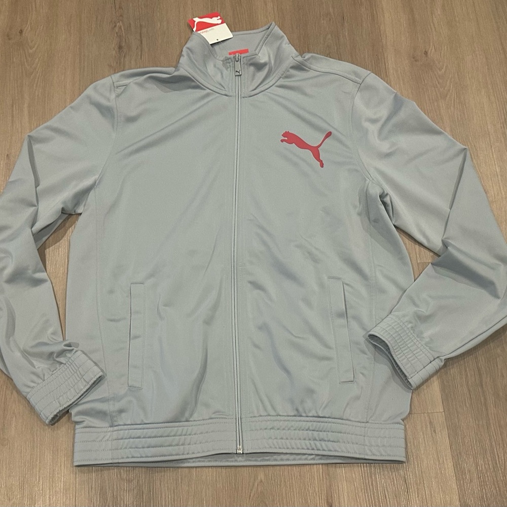 Puma Light Gray Men’s Medium Full Zip Warm Up Jacket NWT